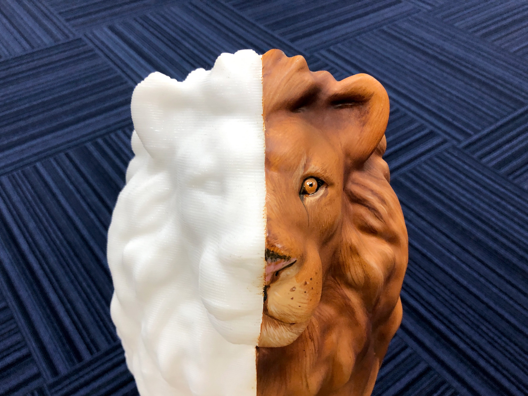 3Dプリンター製 ライオン 積層痕の比較
