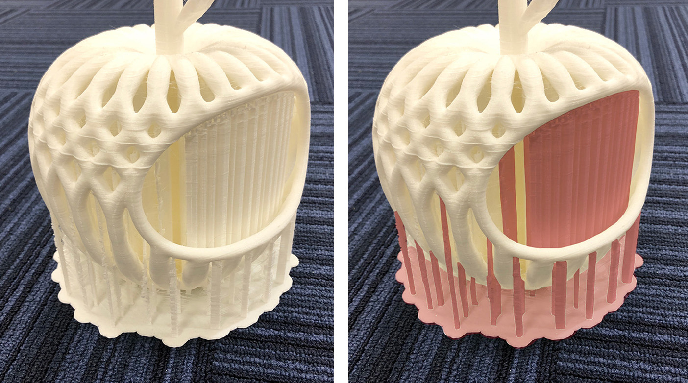 3Dプリンター造形物 サポート材を赤く着色した場合