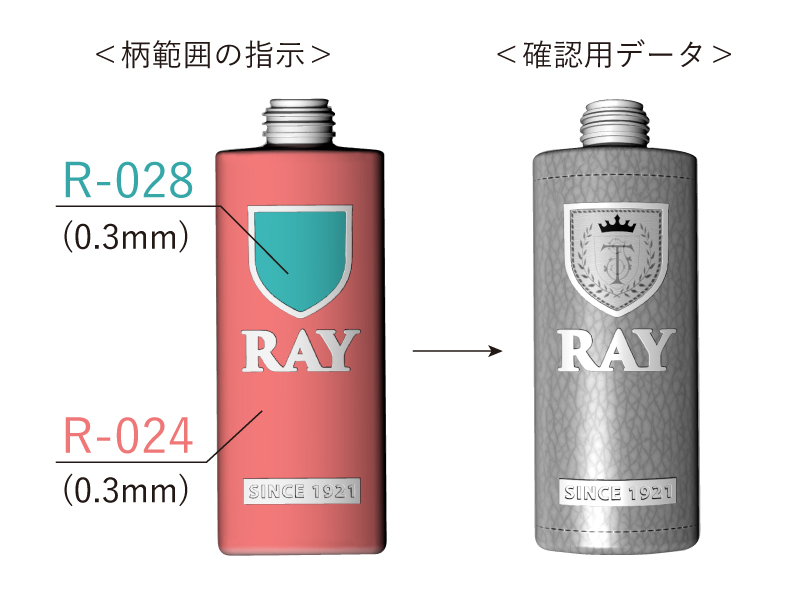 レーザー加工 柄範囲に関する指示イメージ