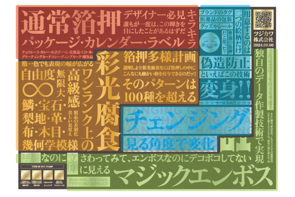 プレミアム箔押しサンプルデータ エリアごとに色分けされている