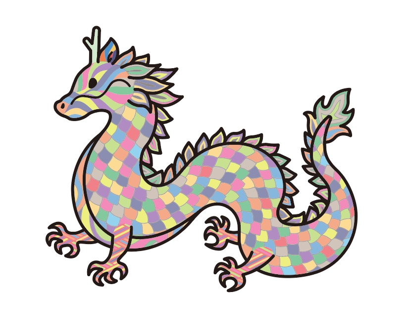 12色に色分けされた龍の絵柄