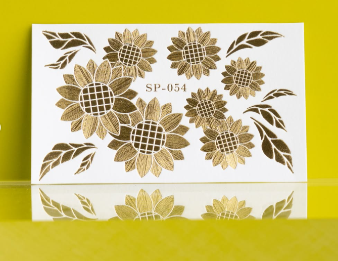 ヒマワリのデザインされた箔押しカード