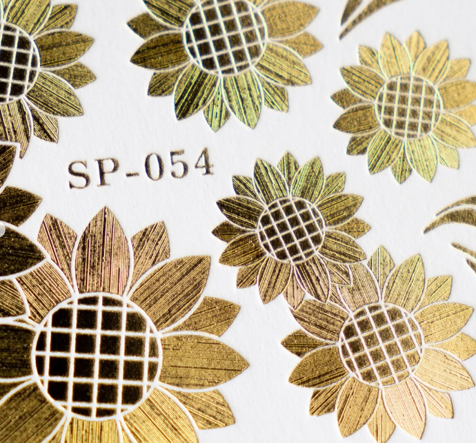 ヒマワリのデザインされた箔押しカード拡大